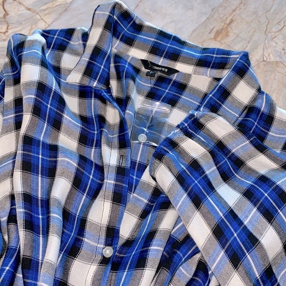 Express Women's Plaid Waist Tie Soft Blouse Shirt - Picture 10 of 10